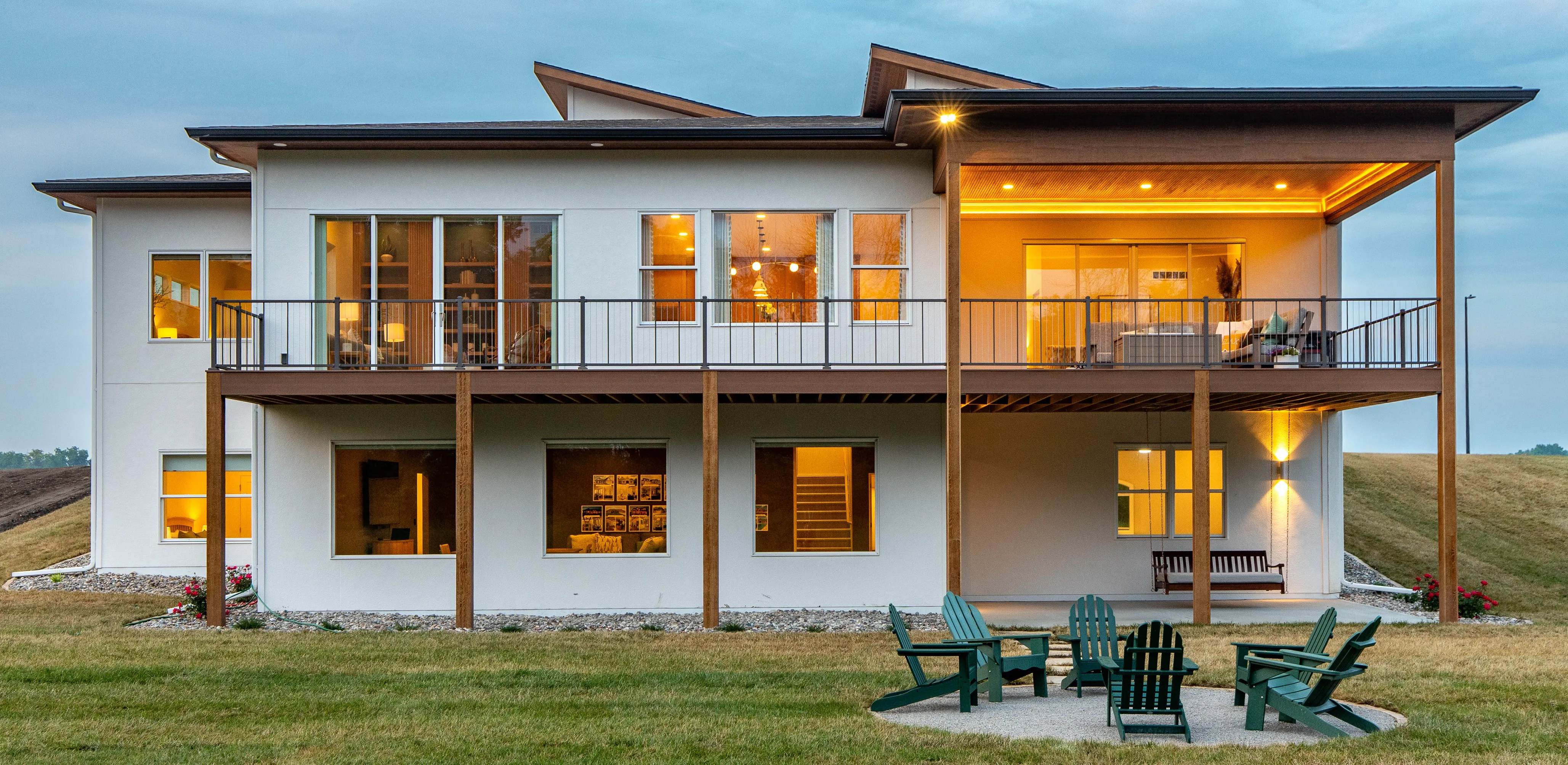 Cartier Ave Custom Home Rear Twilight Ames Iowa